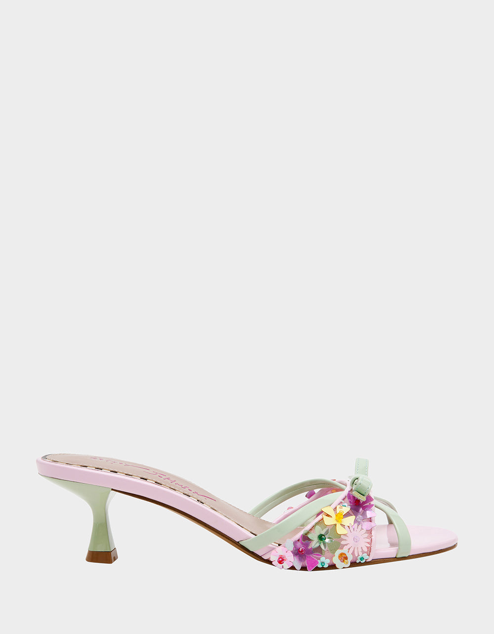 Betsey Johnson SHIRLEY Pink Multi Women's Kitten Heel Mule Heel