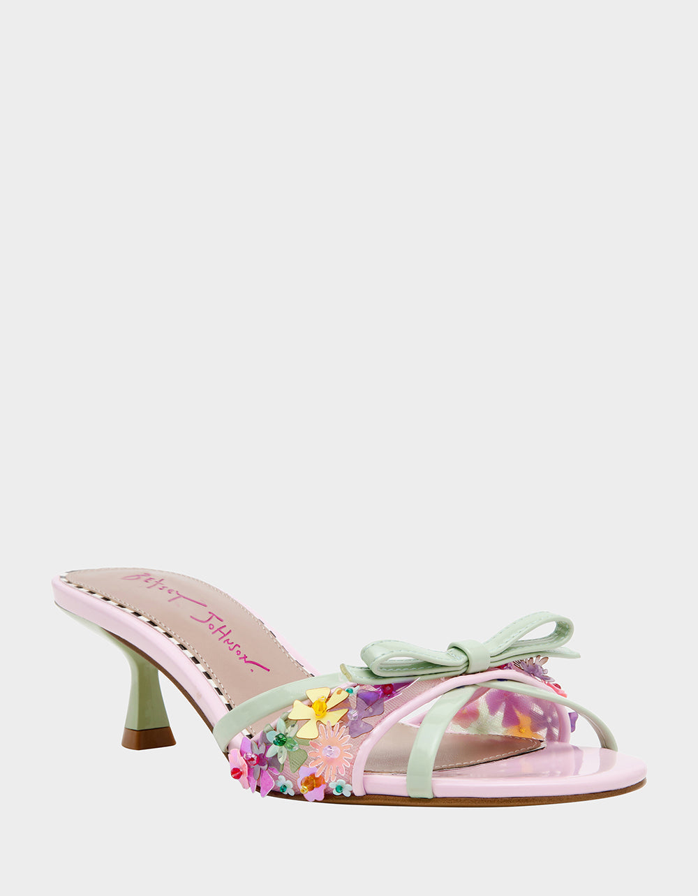 Betsey Johnson SHIRLEY Pink Multi Women's Kitten Heel Mule Heel
