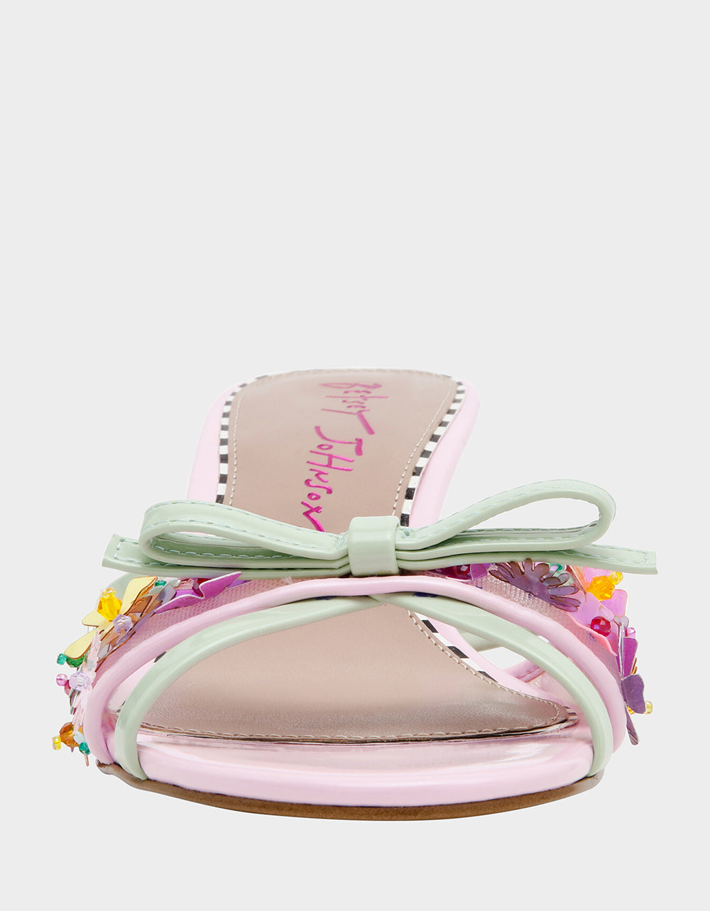 Betsey Johnson SHIRLEY Pink Multi Women's Kitten Heel Mule Heel