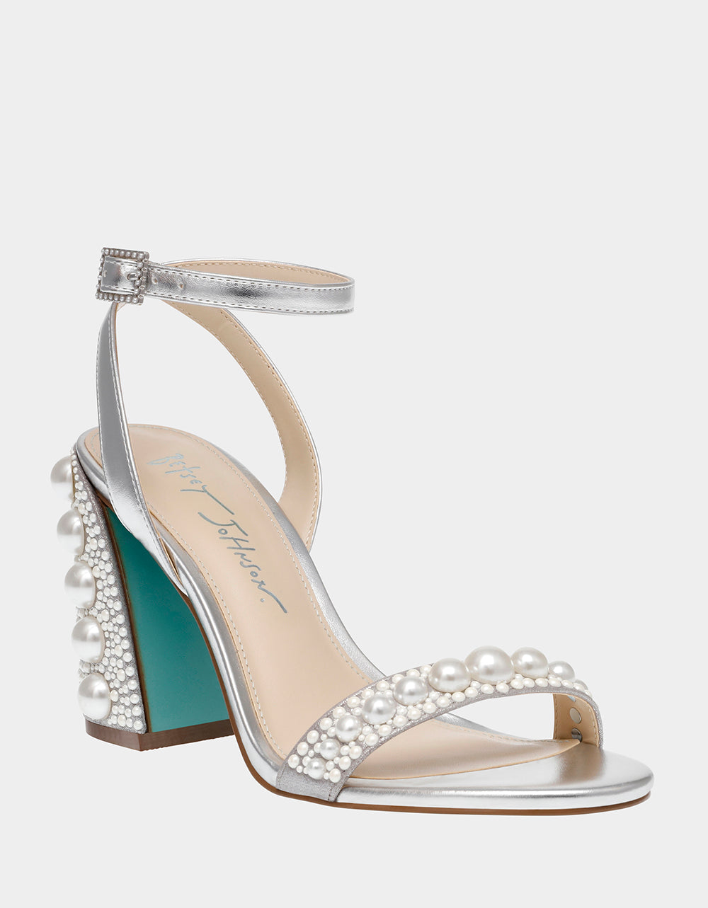 Betsey Johnson LEXI SILVER PEARL Block Heels