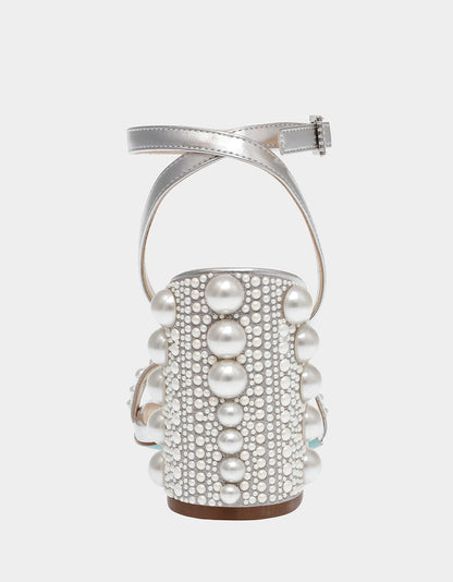 Betsey Johnson LEXI SILVER PEARL Block Heels