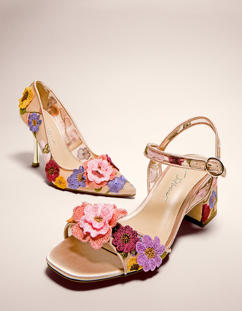Betsey Johnson AIMEY NUDE FLORAL Pointed-Toe Stiletto Pump Heel