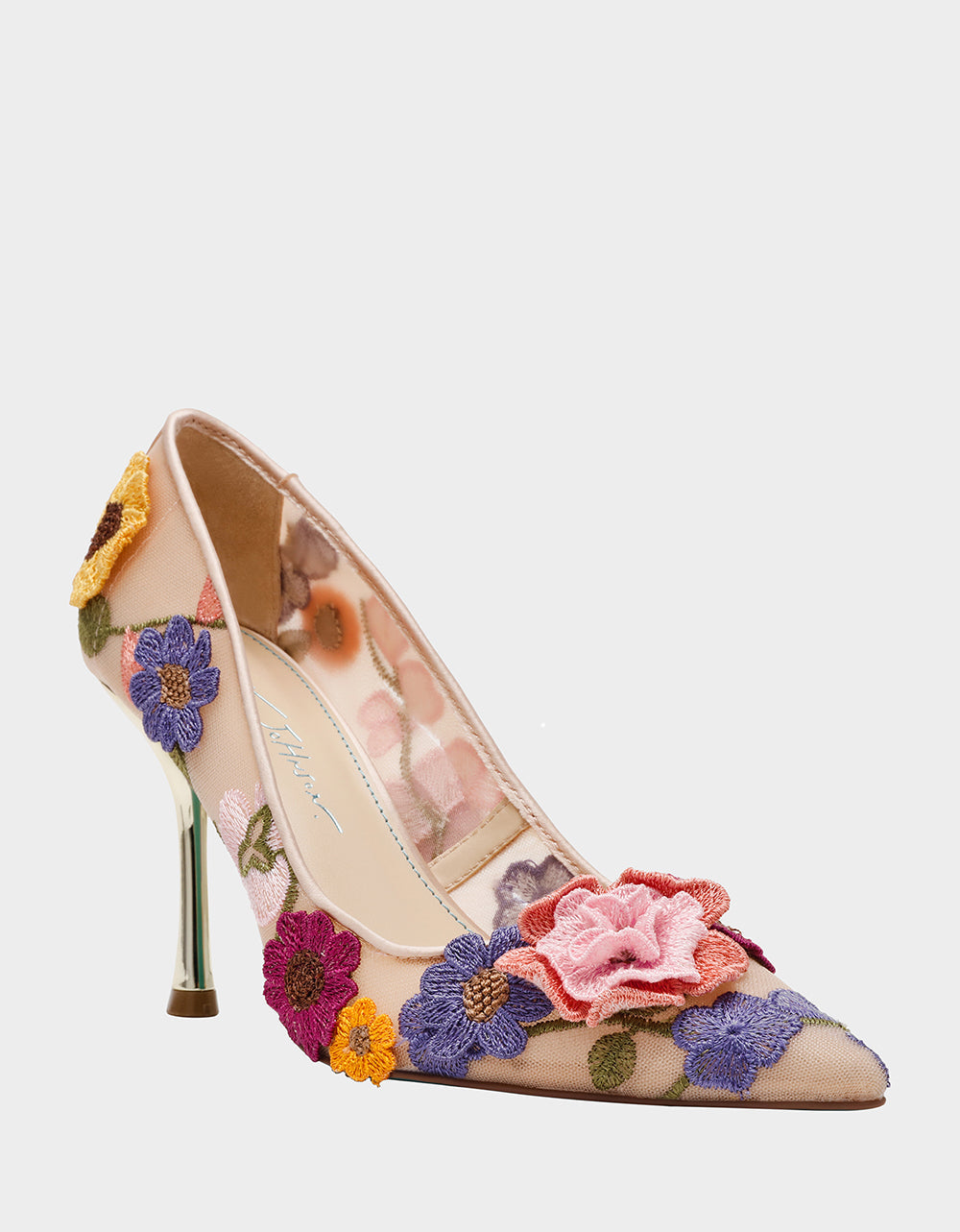 Betsey Johnson AIMEY NUDE FLORAL Pointed-Toe Stiletto Pump Heel