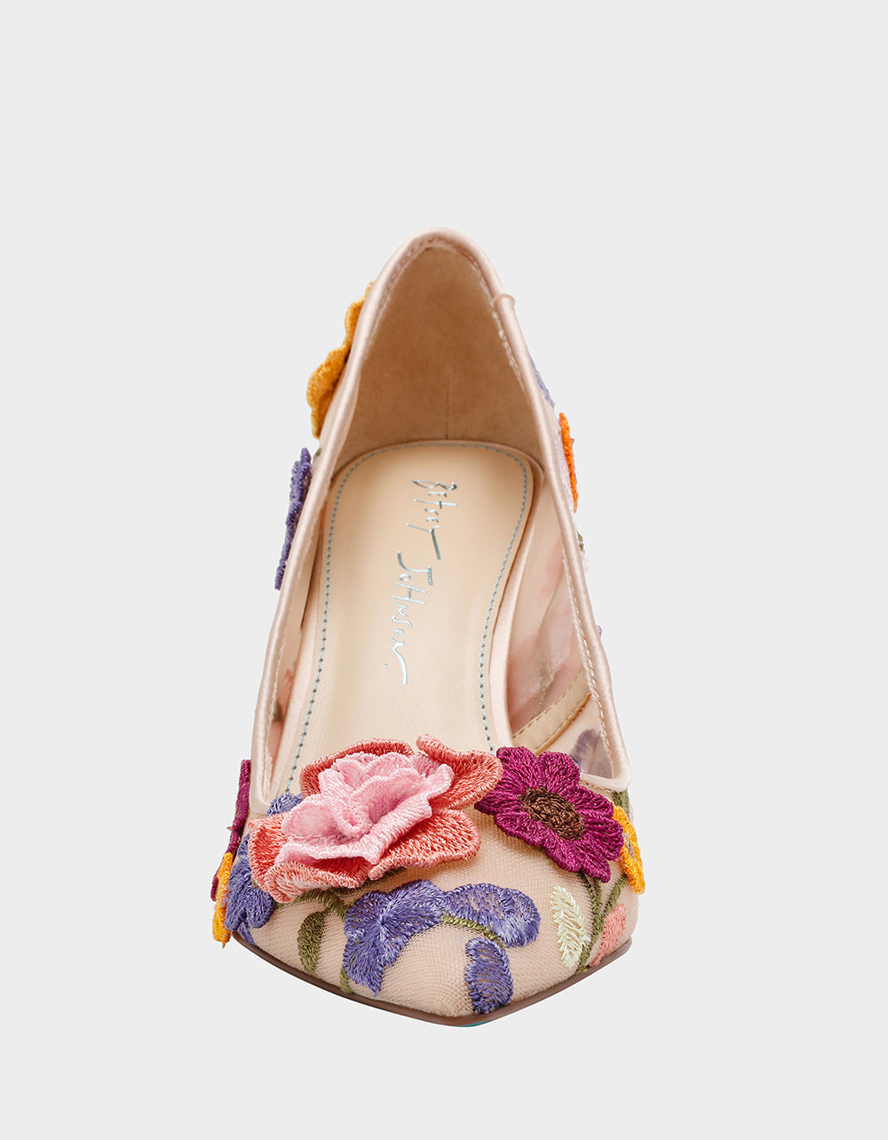 Betsey Johnson AIMEY NUDE FLORAL Pointed-Toe Stiletto Pump Heel