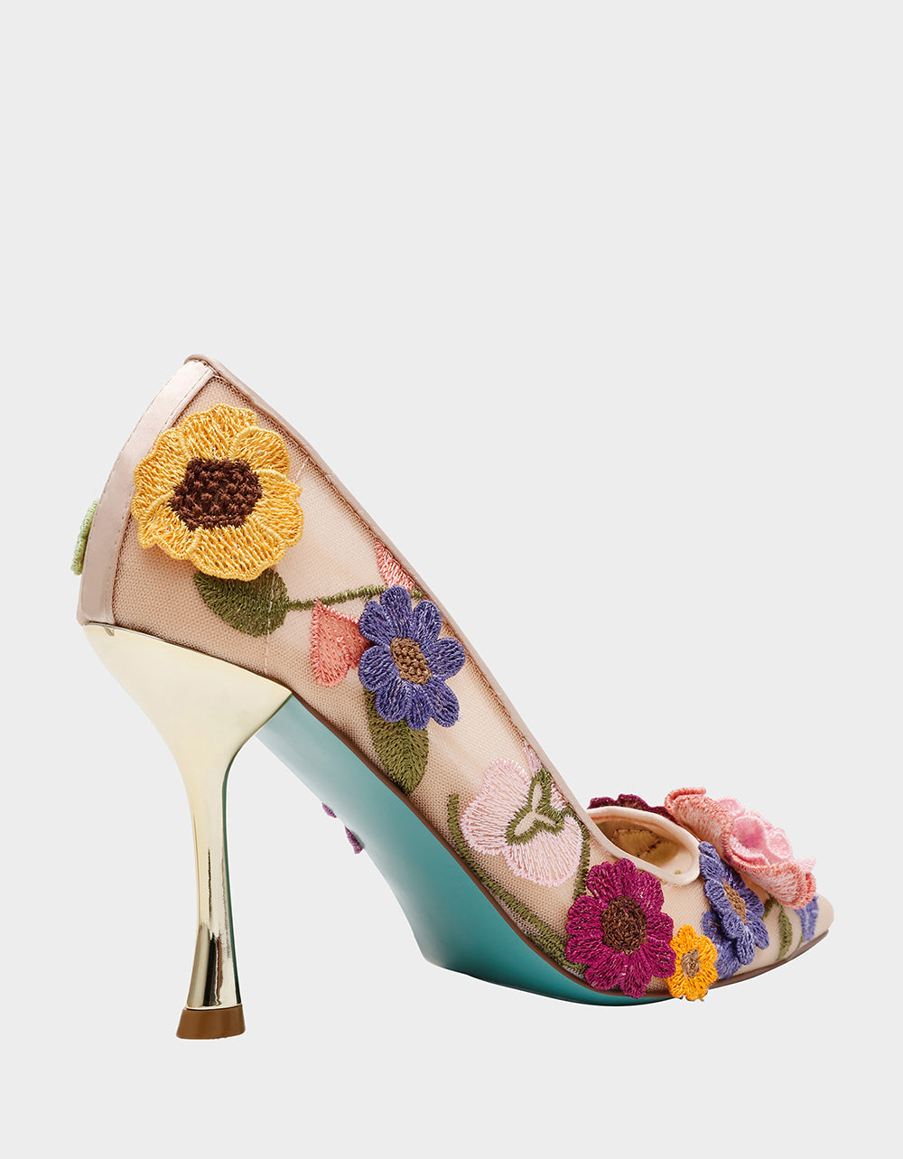 Betsey Johnson AIMEY NUDE FLORAL Pointed-Toe Stiletto Pump Heel
