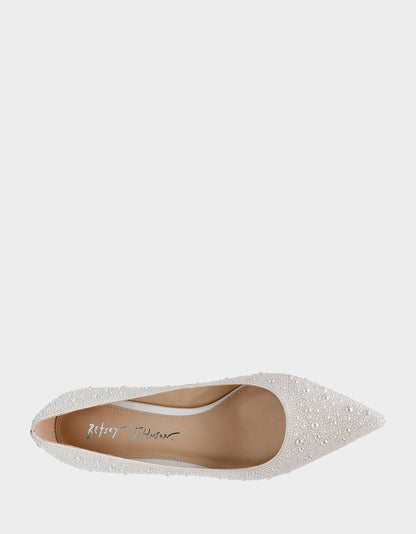 Betsey Johnson SCOUT PEARL Bridal Kitten Heel