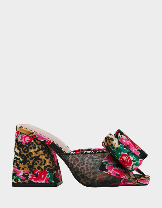 Betsey Johnson JORDN LEOPARD FLORAL Square-Toe Mule Block Heel