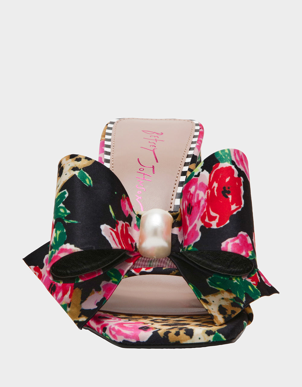 Betsey Johnson JORDN LEOPARD FLORAL Square-Toe Mule Block Heel