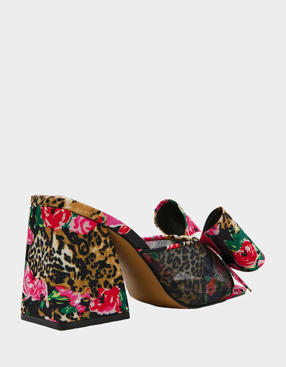 Betsey Johnson JORDN LEOPARD FLORAL Square-Toe Mule Block Heel