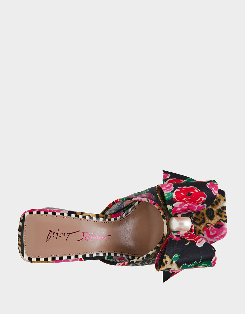 Betsey Johnson JORDN LEOPARD FLORAL Square-Toe Mule Block Heel