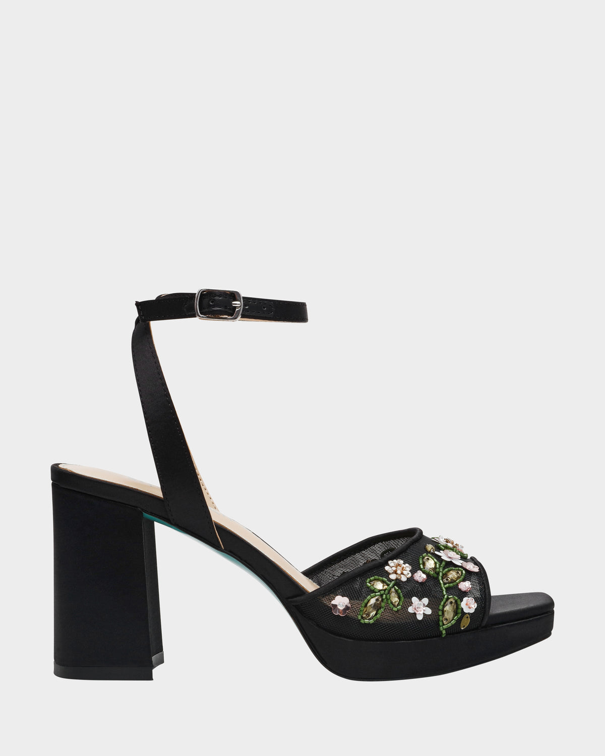 Betsey Johnson KIRRA BLACK Platform Strappy Square-Toe Block Heel
