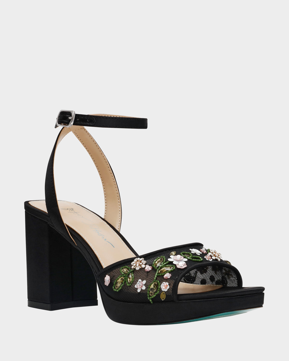 Betsey Johnson KIRRA BLACK Platform Strappy Square-Toe Block Heel