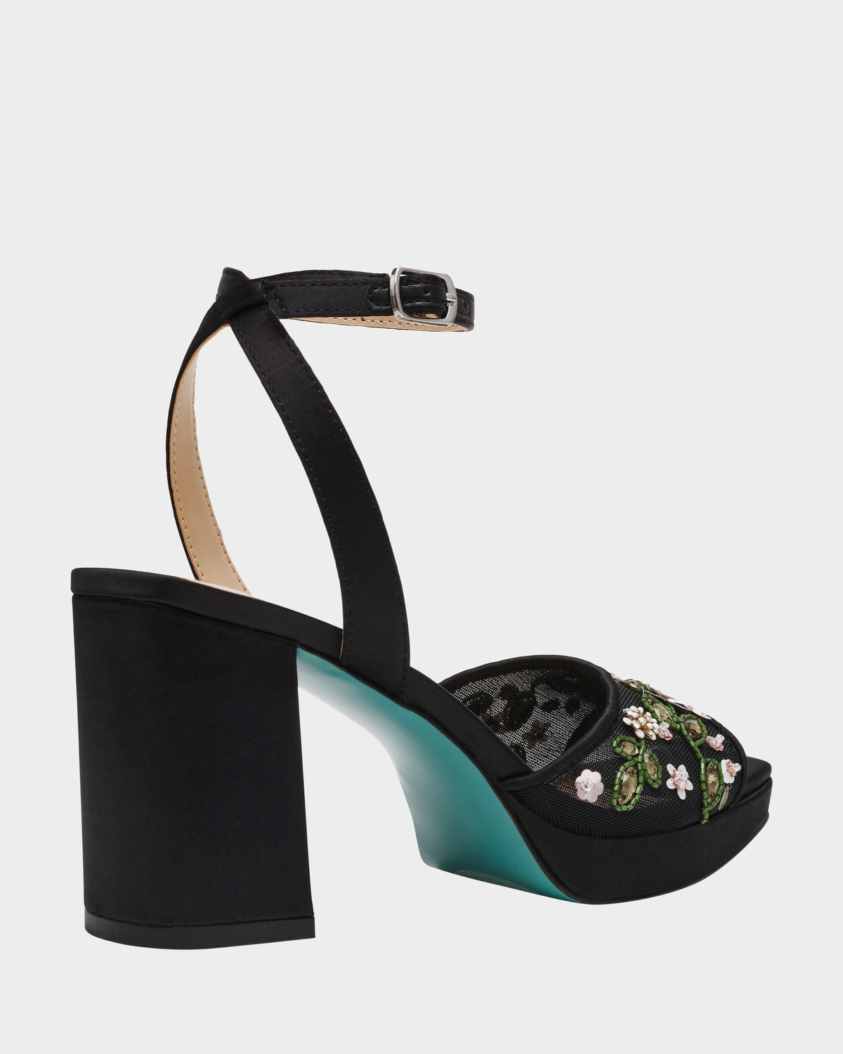 Betsey Johnson KIRRA BLACK Platform Strappy Square-Toe Block Heel