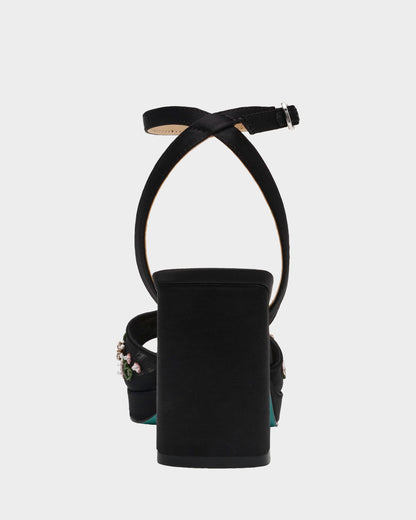 Betsey Johnson KIRRA BLACK Platform Strappy Square-Toe Block Heel