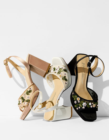 Betsey Johnson KIRRA BLACK Platform Strappy Square-Toe Block Heel