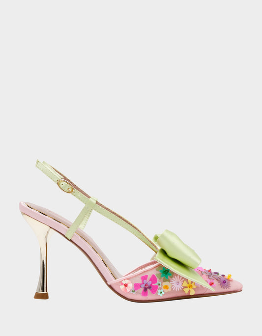 Betsey Johnson MELISA PINK MULTI Women's Floral Bow Stiletto Heel