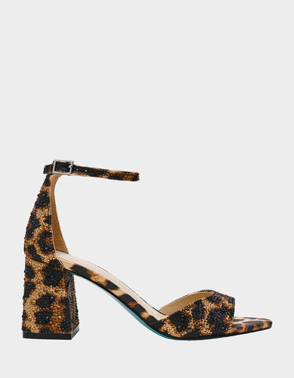 Betsey Johnson KAMI LEOPARD Block Heel Open Toe Women's Heel