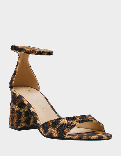 Betsey Johnson KAMI LEOPARD Block Heel Open Toe Women's Heel