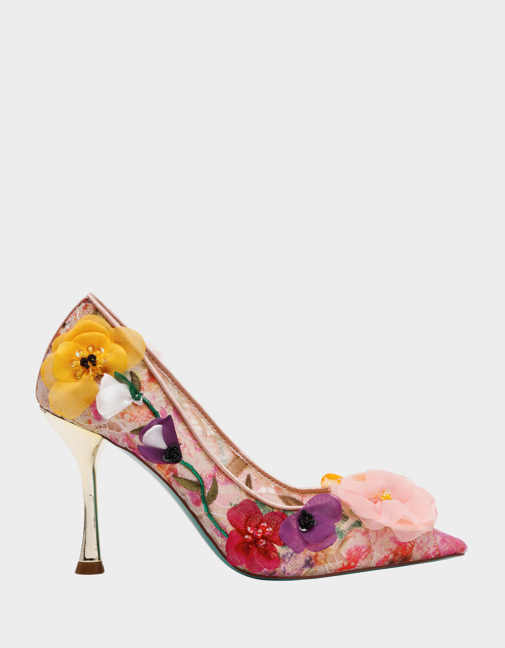 Betsey Johnson DARCY NUDE MULTI Women's High Stiletto Heel Floral Embellishments
