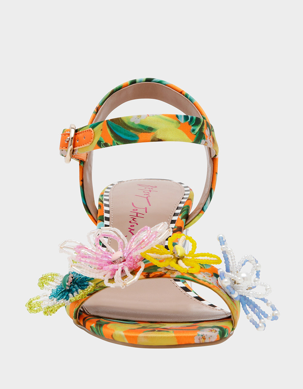 Betsey Johnson CINTHIA YELLOW MULTI Strappy Block Heel