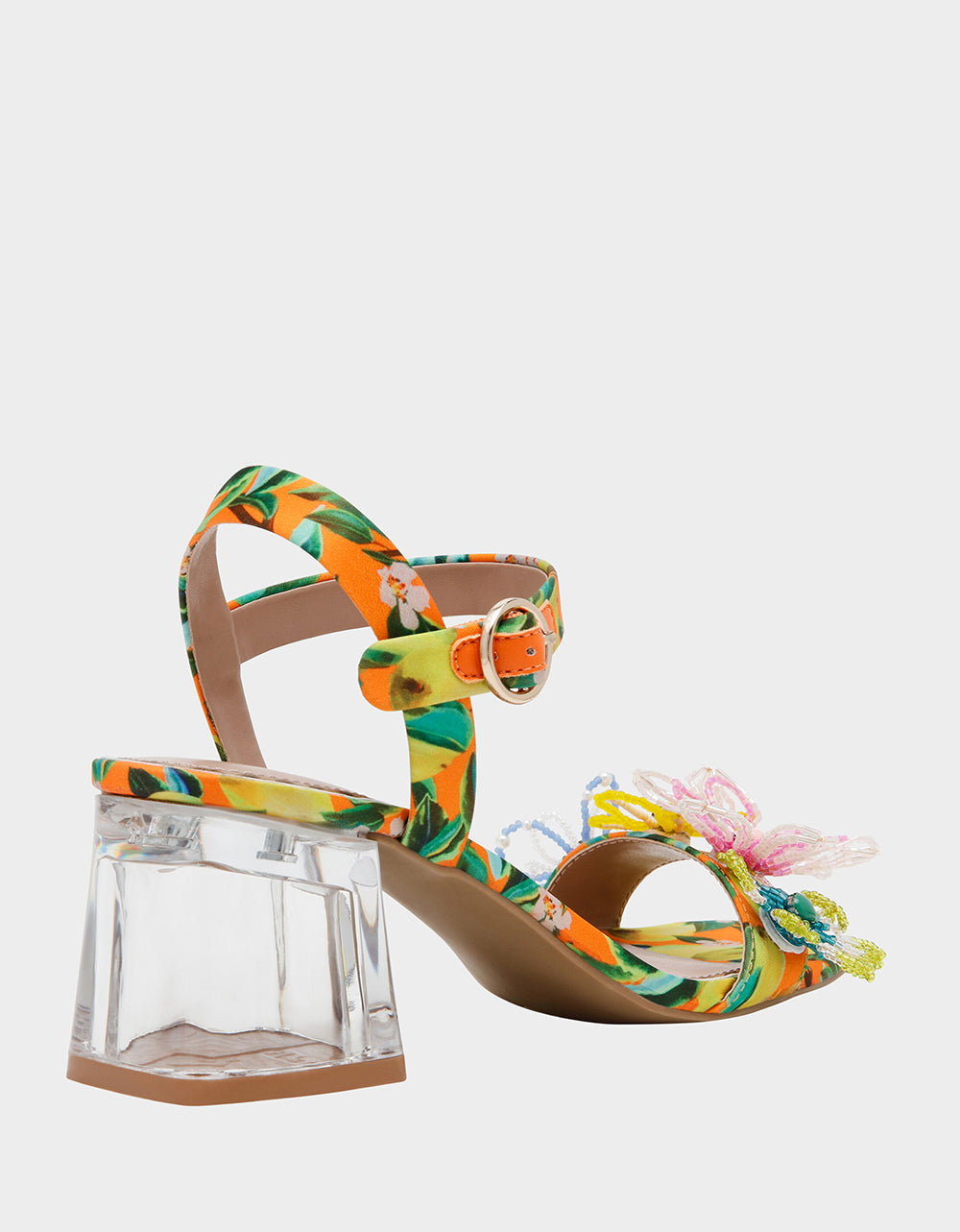 Betsey Johnson CINTHIA YELLOW MULTI Strappy Block Heel