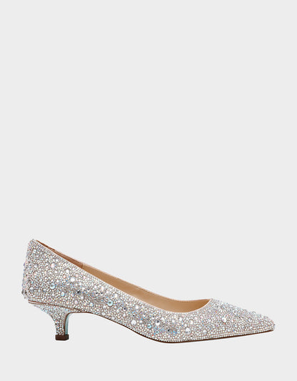 Betsey Johnson SCOUT RHINESTONE Bridal Kitten Heel