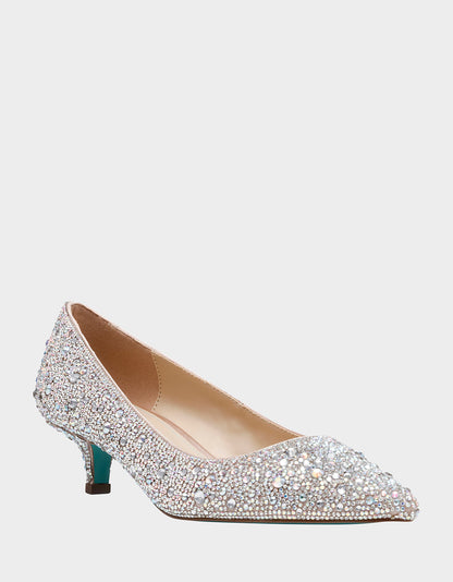 Betsey Johnson SCOUT RHINESTONE Bridal Kitten Heel