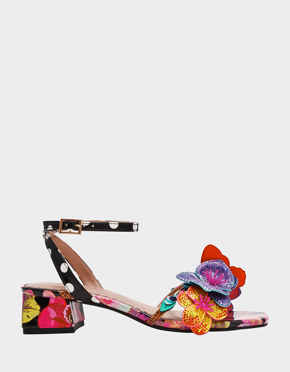 Betsey Johnson MARANDA BLACK MULTI Women's Block Floral Low Heel