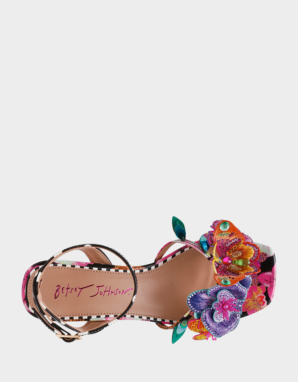 Betsey Johnson MARANDA BLACK MULTI Women's Block Floral Low Heel