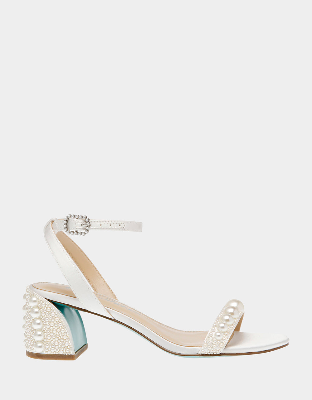 Betsey Johnson TINA IVORY Pearl Block Heel Sandal