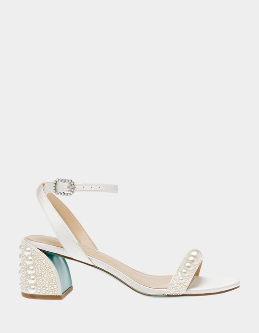 Betsey Johnson TINA IVORY Pearl Block Heel Sandal