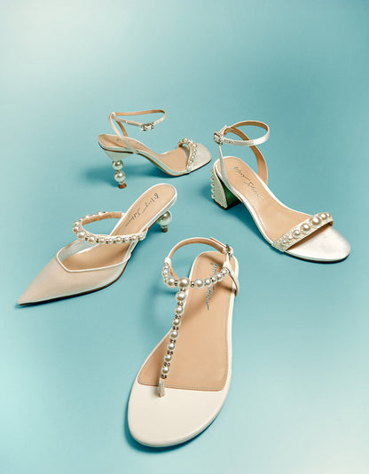 Betsey Johnson TINA IVORY Pearl Block Heel Sandal