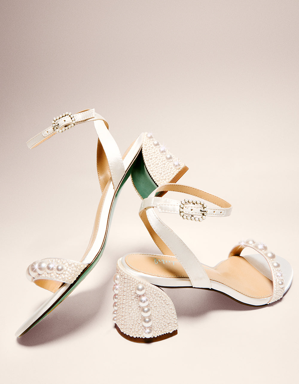 Betsey Johnson TINA IVORY Pearl Block Heel Sandal