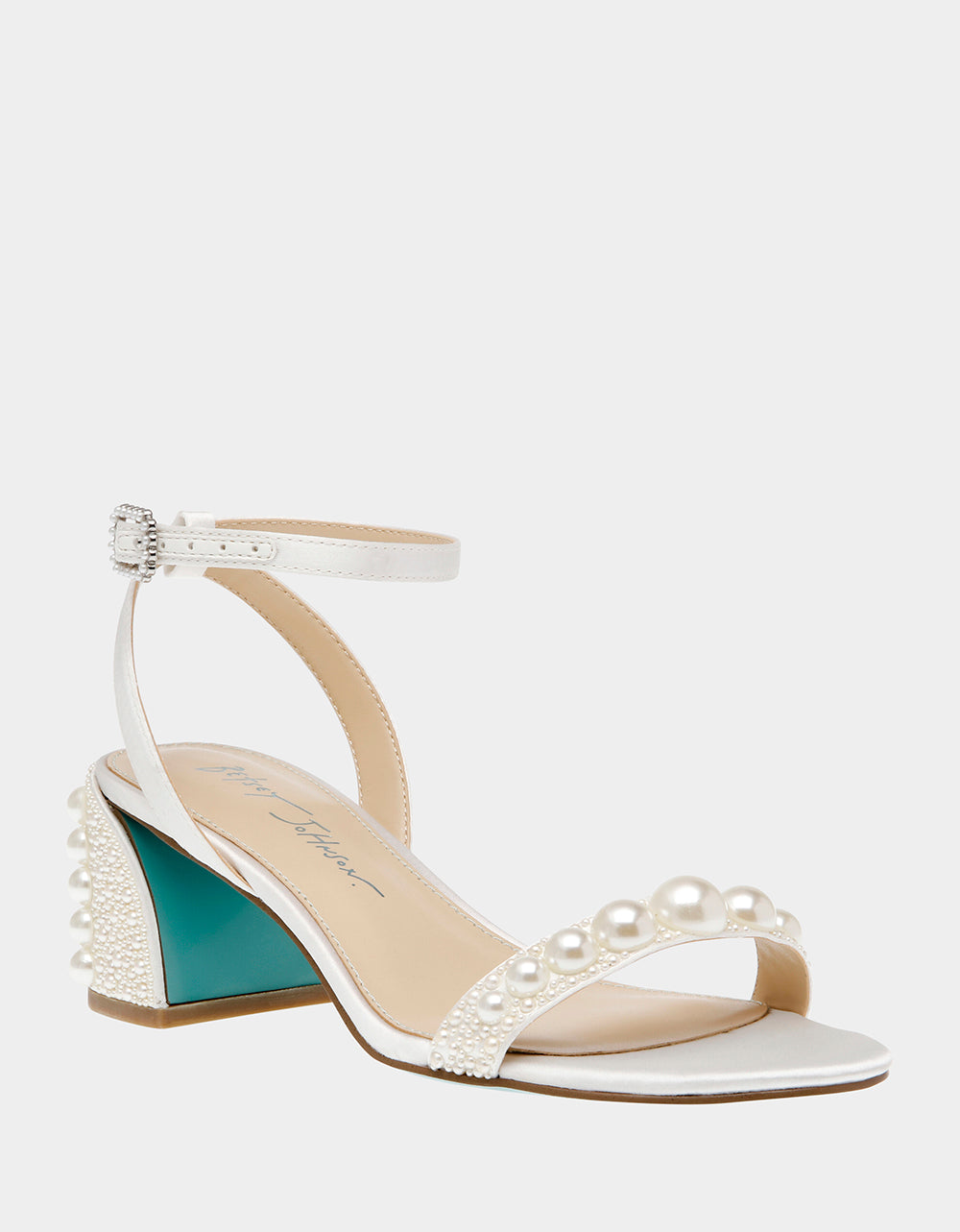 Betsey Johnson TINA IVORY Pearl Block Heel Sandal