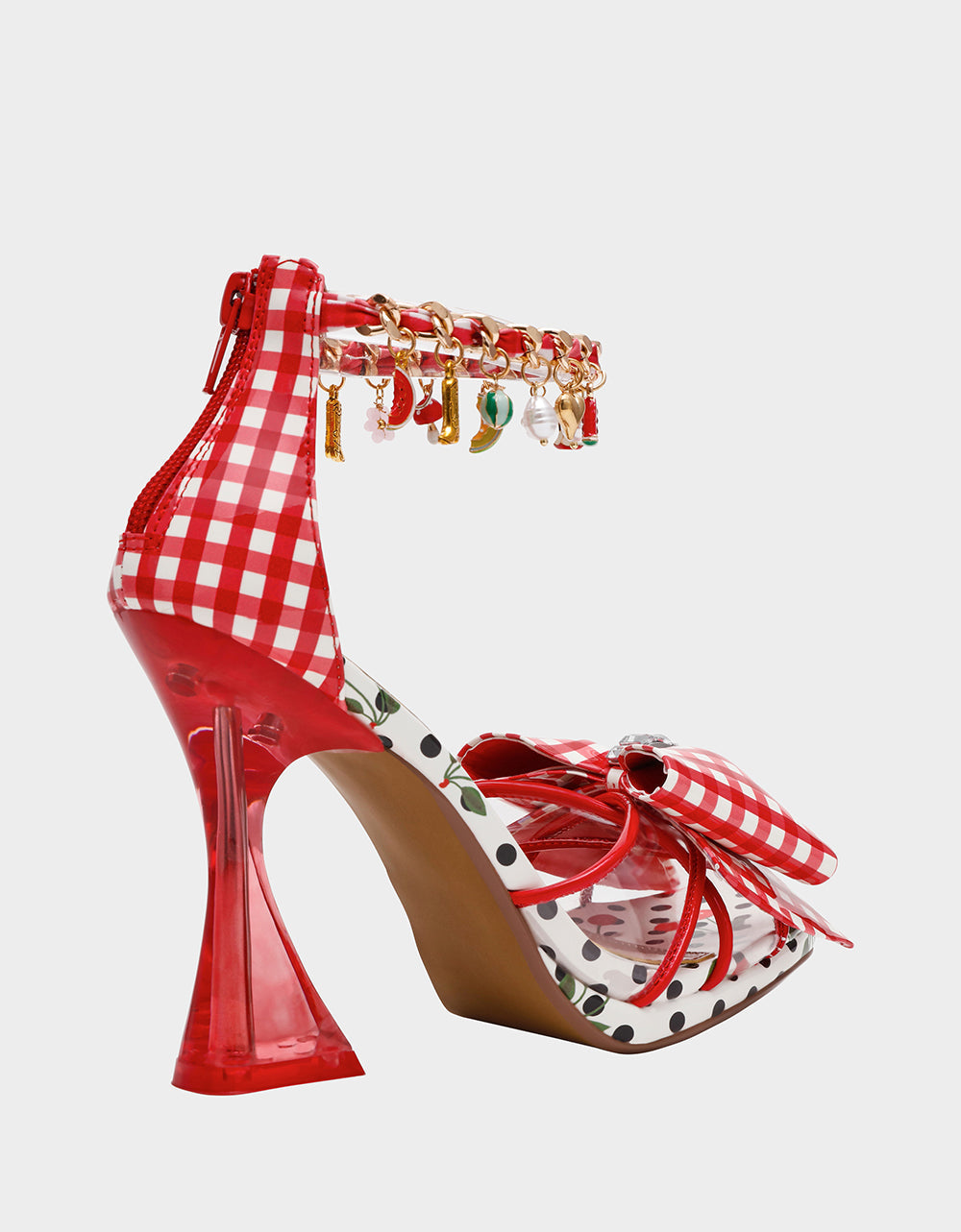 Betsey Johnson MARGRET RED MULTI Women's Strappy Square-Toe Charm Heel