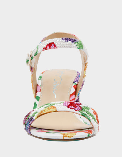 Betsey Johnson TAMY BRIGHT MULTI Women's Floral Block Heel Sandal