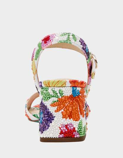Betsey Johnson TAMY BRIGHT MULTI Women's Floral Block Heel Sandal