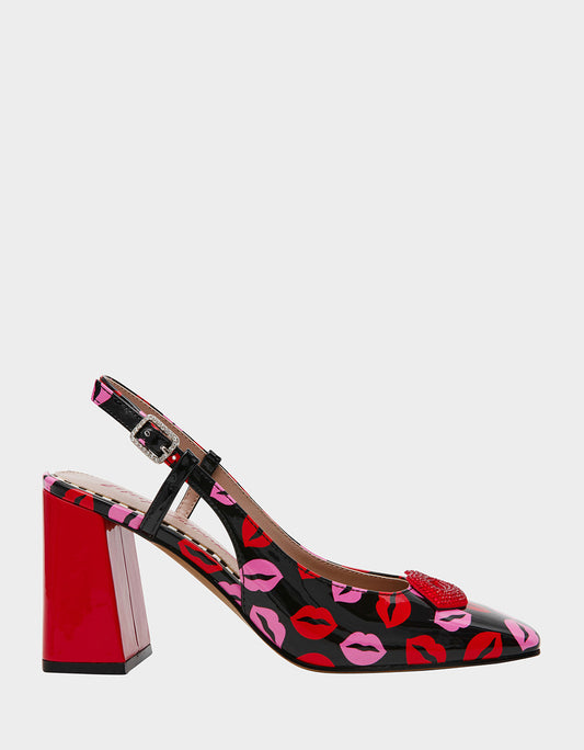 Betsey Johnson ASHHLEY MULTI LIPS Square-Toe Slingback Women's Heel