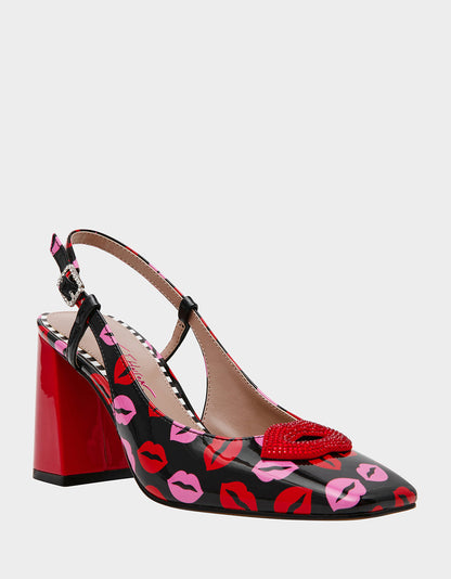 Betsey Johnson ASHHLEY MULTI LIPS Square-Toe Slingback Women's Heel