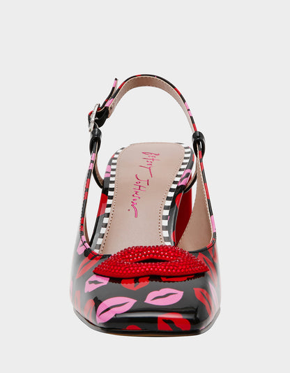 Betsey Johnson ASHHLEY MULTI LIPS Square-Toe Slingback Women's Heel