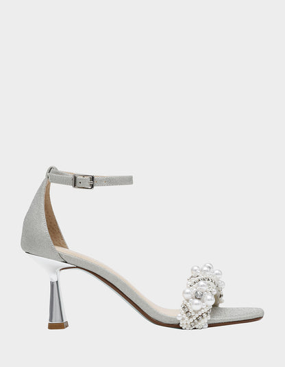 Betsey Johnson MILO SILVER Embellished Kitten Heel