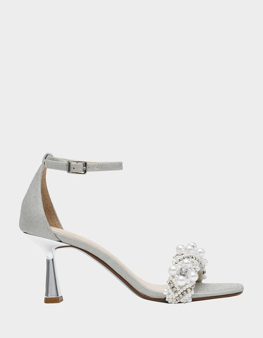 Betsey Johnson MILO SILVER Embellished Kitten Heel