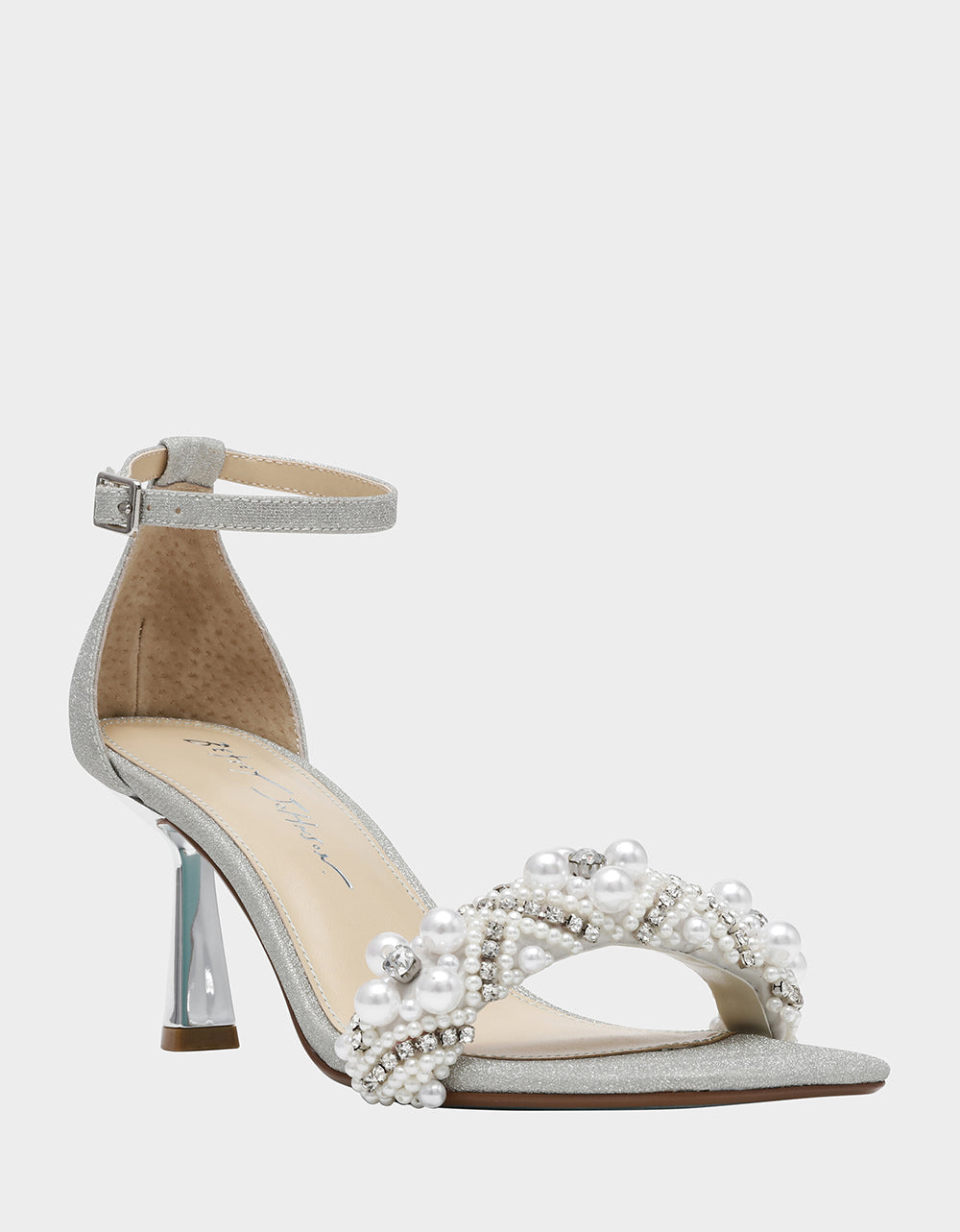 Betsey Johnson MILO SILVER Embellished Kitten Heel