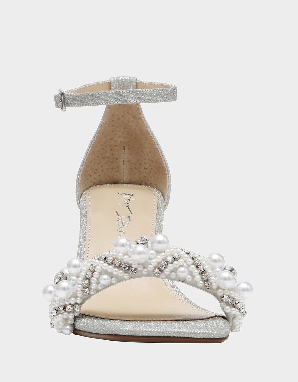 Betsey Johnson MILO SILVER Embellished Kitten Heel