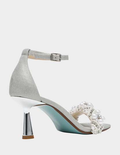 Betsey Johnson MILO SILVER Embellished Kitten Heel