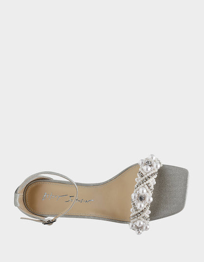 Betsey Johnson MILO SILVER Embellished Kitten Heel