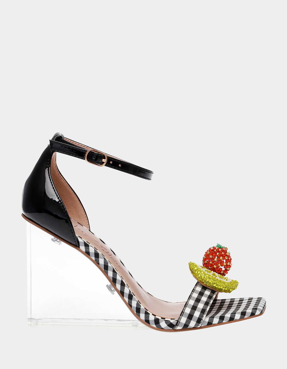 Betsey Johnson HARLEN BLACK MULTI Gingham Sandal