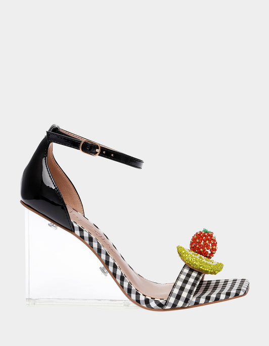 Betsey Johnson HARLEN BLACK MULTI Gingham Sandal