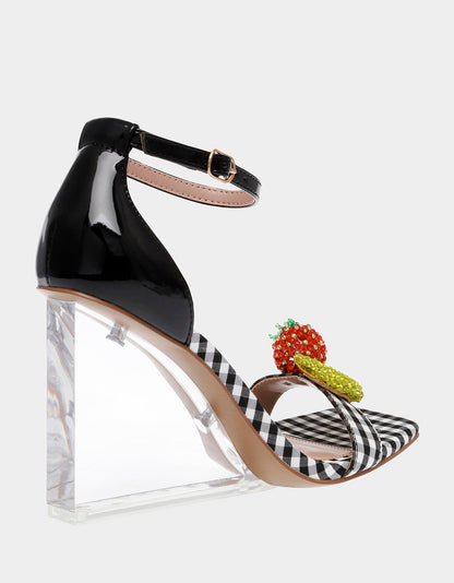 Betsey Johnson HARLEN BLACK MULTI Gingham Sandal