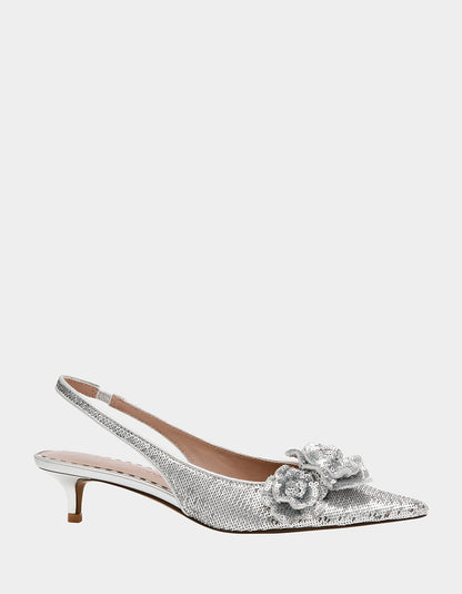 Betsey Johnson AURORRA SILVER Sequins Kitten Heel